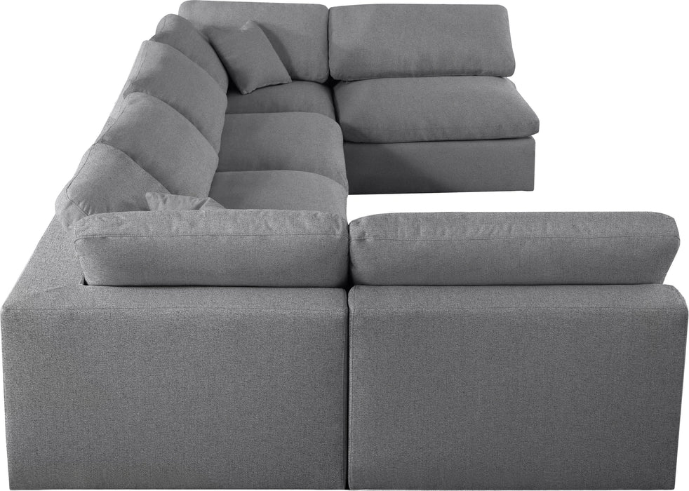 Serene Grey Linen Fabric Deluxe Cloud Modular Sectional