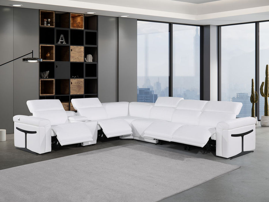 1126 DivanItalia White 7pc-4PR L-Shaped Sectional