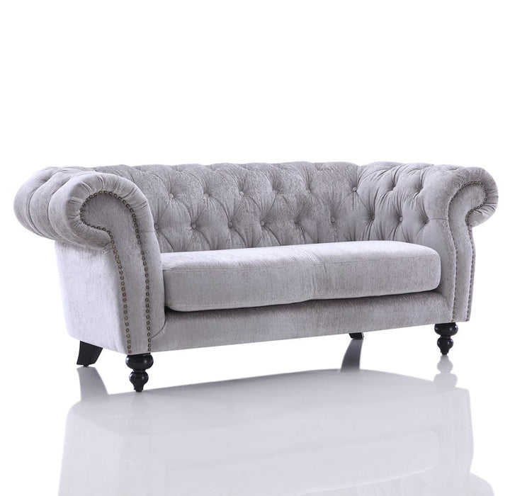 Alexandrina Grey Tufted Velvet Loveseat