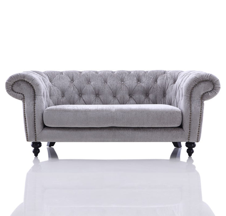 Alexandrina Grey Tufted Velvet Loveseat