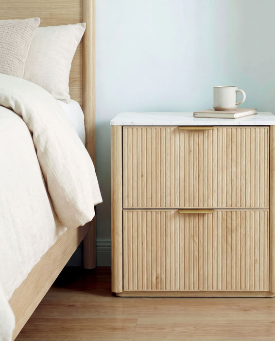 Lydd Nightstand styled in a bedroom