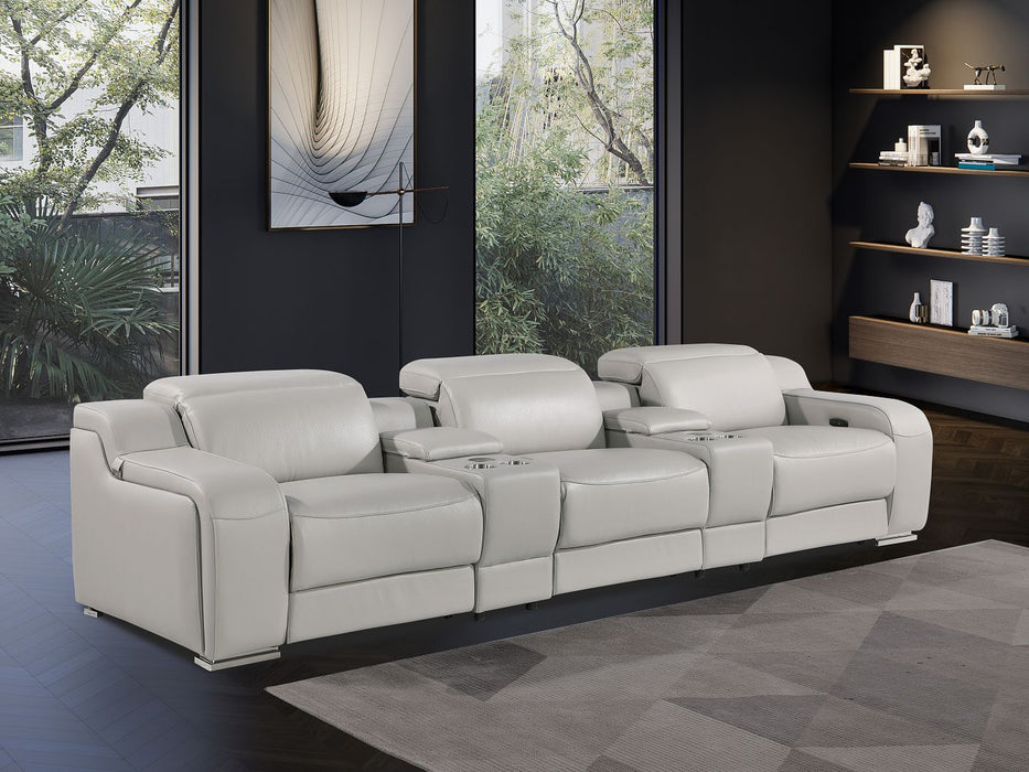 Global United 6111 L-Shaped Power Reclining Sectional | Genuine Leather