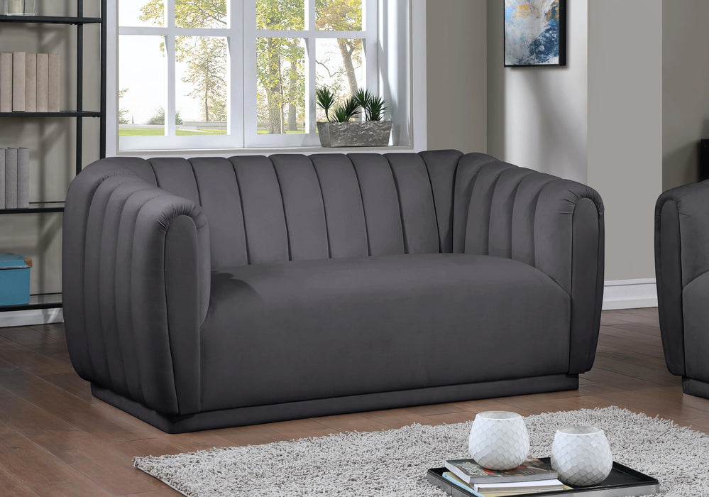 Dixie Grey Velvet Loveseat