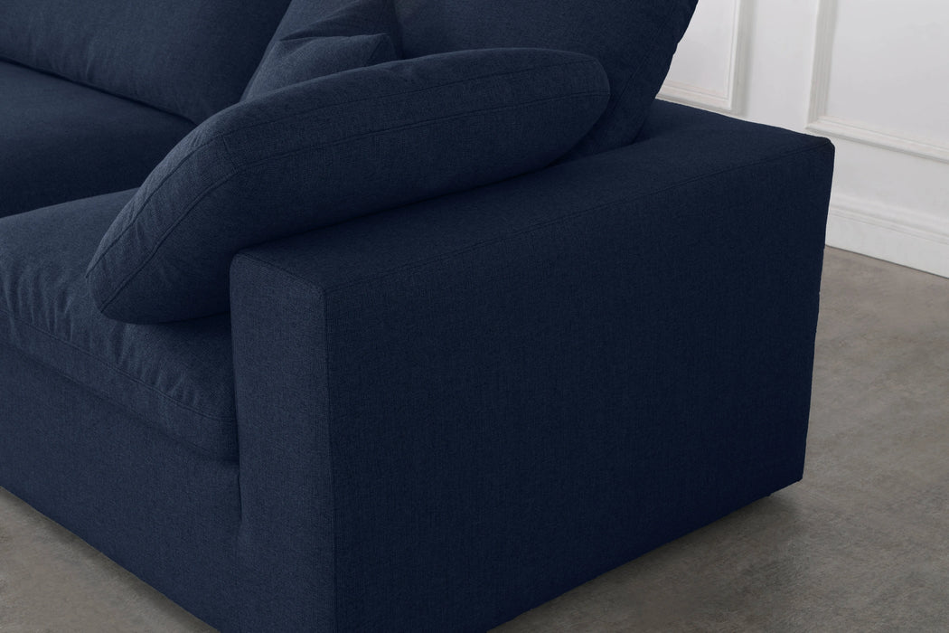 Serene Navy Linen Fabric Deluxe Cloud Modular Sofa