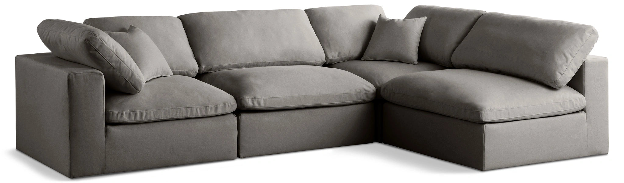 Plush Grey Velvet Standard Cloud Modular Sectional