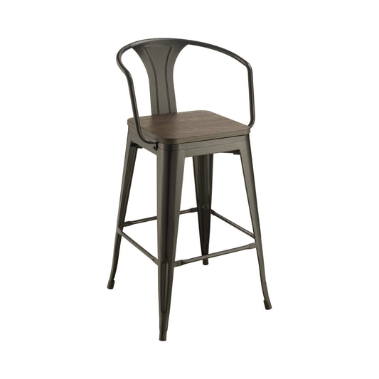 MATTE BLACK - WOODEN SEAT BAR STOOL