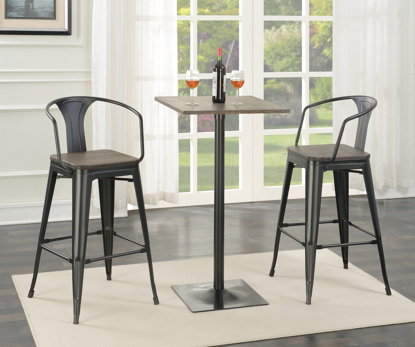 MATTE BLACK - WOODEN SEAT BAR STOOL