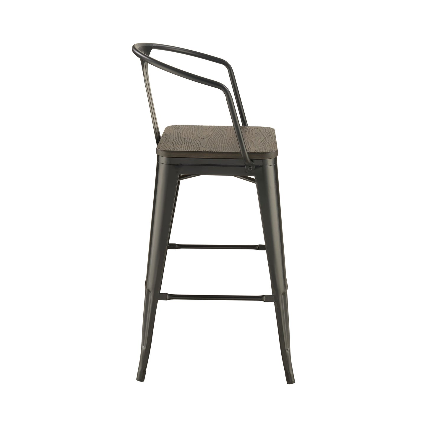 MATTE BLACK - WOODEN SEAT BAR STOOL