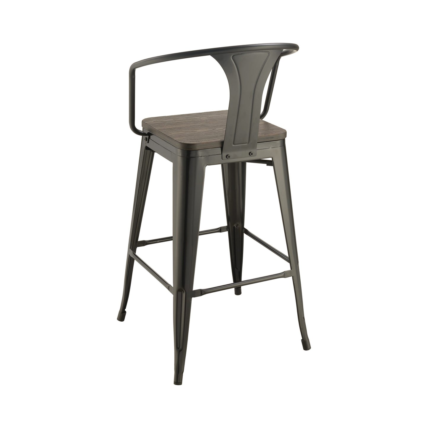 MATTE BLACK - WOODEN SEAT BAR STOOL