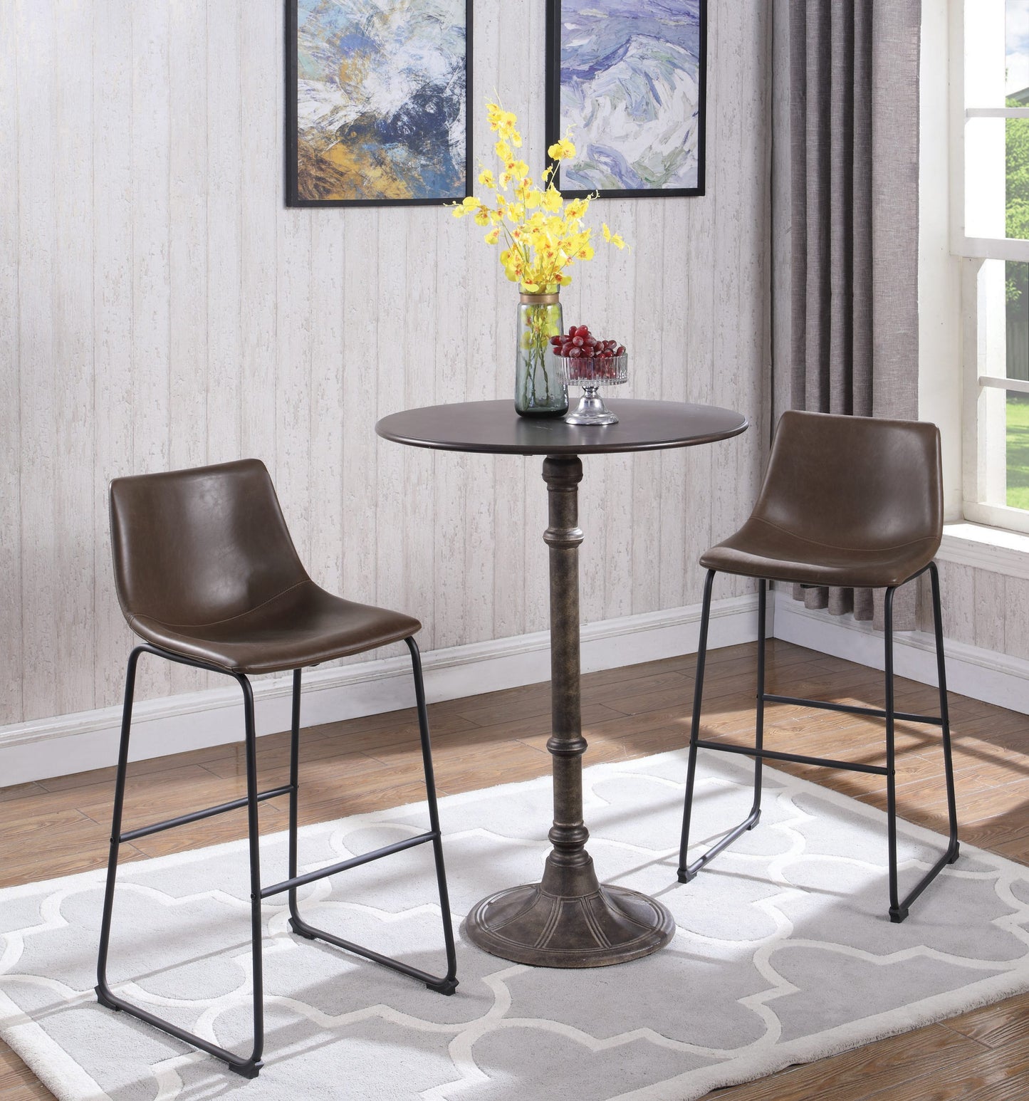 TWO-TONE BROWN - ARMLESS  BAR STOOL