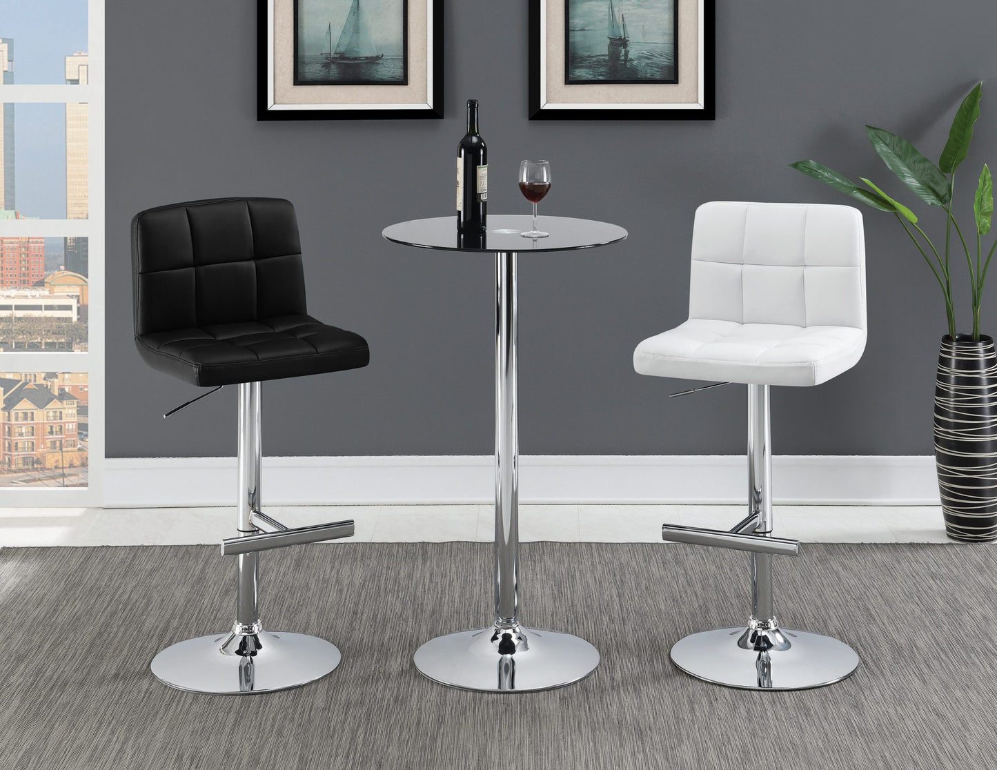 BLACK - ADJUSTABLE HEIGHT BAR STOOL