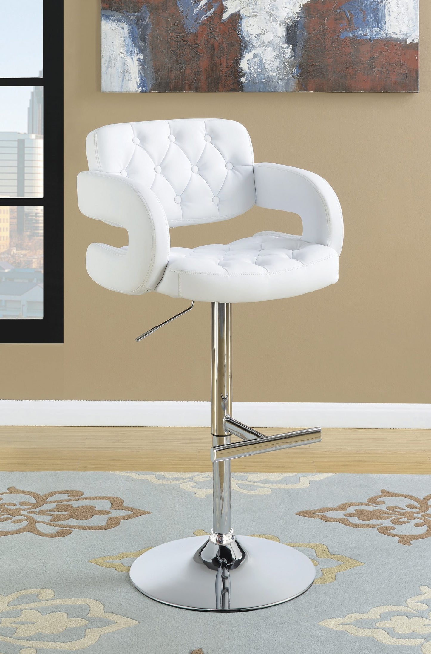 WHITE- 29" ADJUSTABLE HEIGHT BAR STOOL