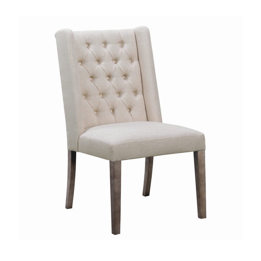 BEIGE - TUFTED BACK DINING CHAIR