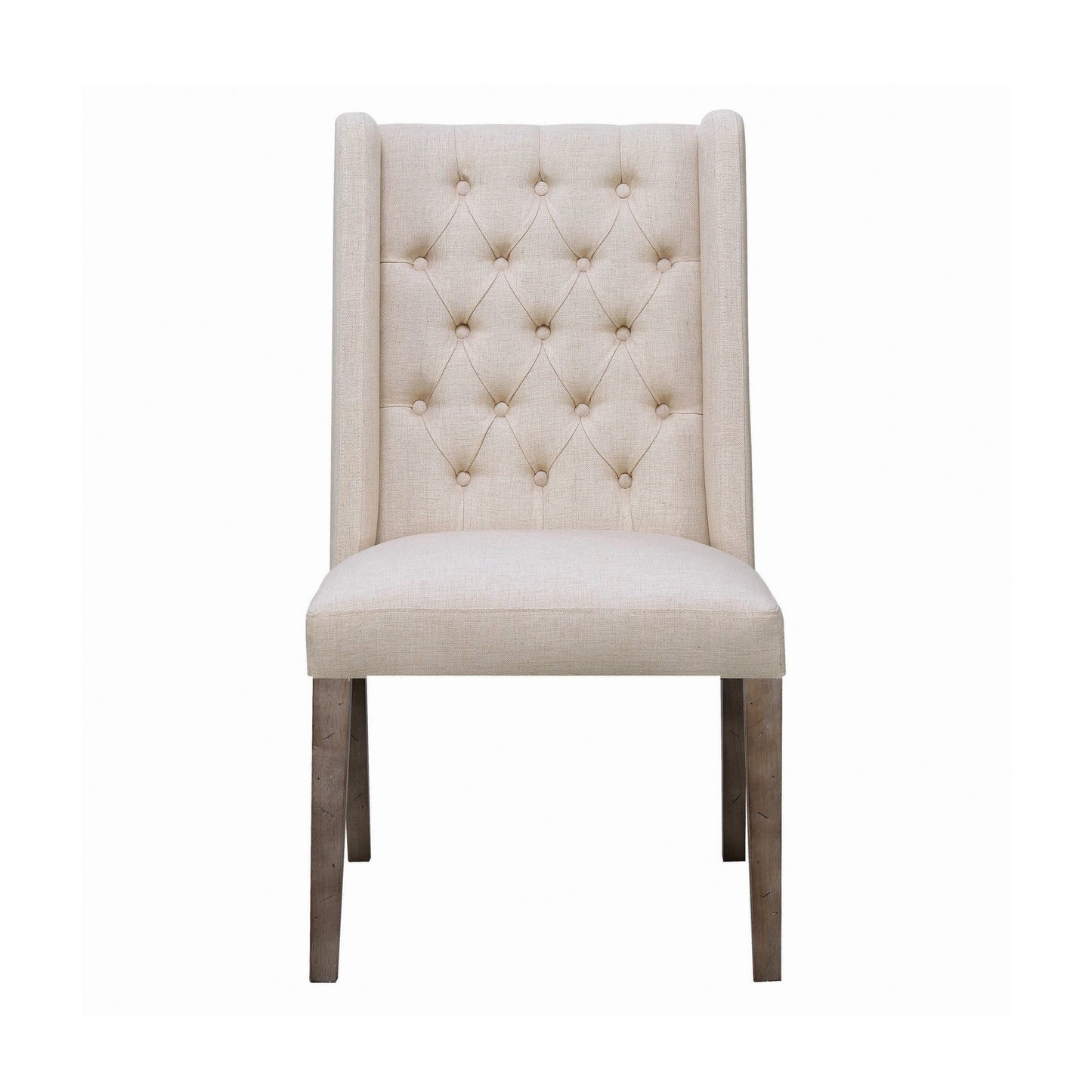 BEIGE - TUFTED BACK DINING CHAIR