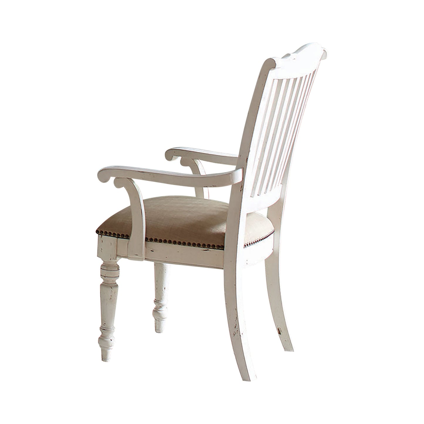 WHITE - SLAT BACK ARM CHAIR