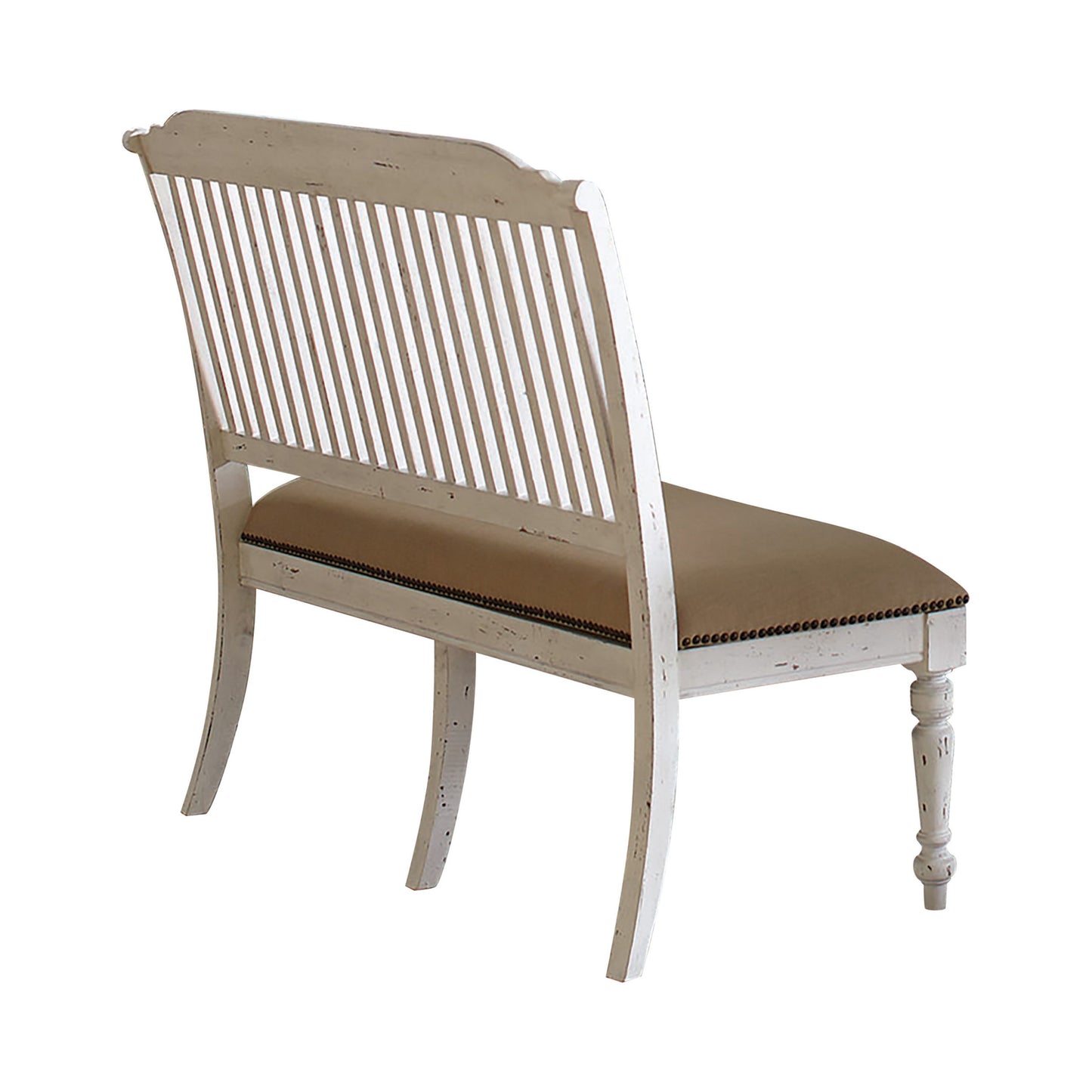 WHITE - SLAT BACK BENCH