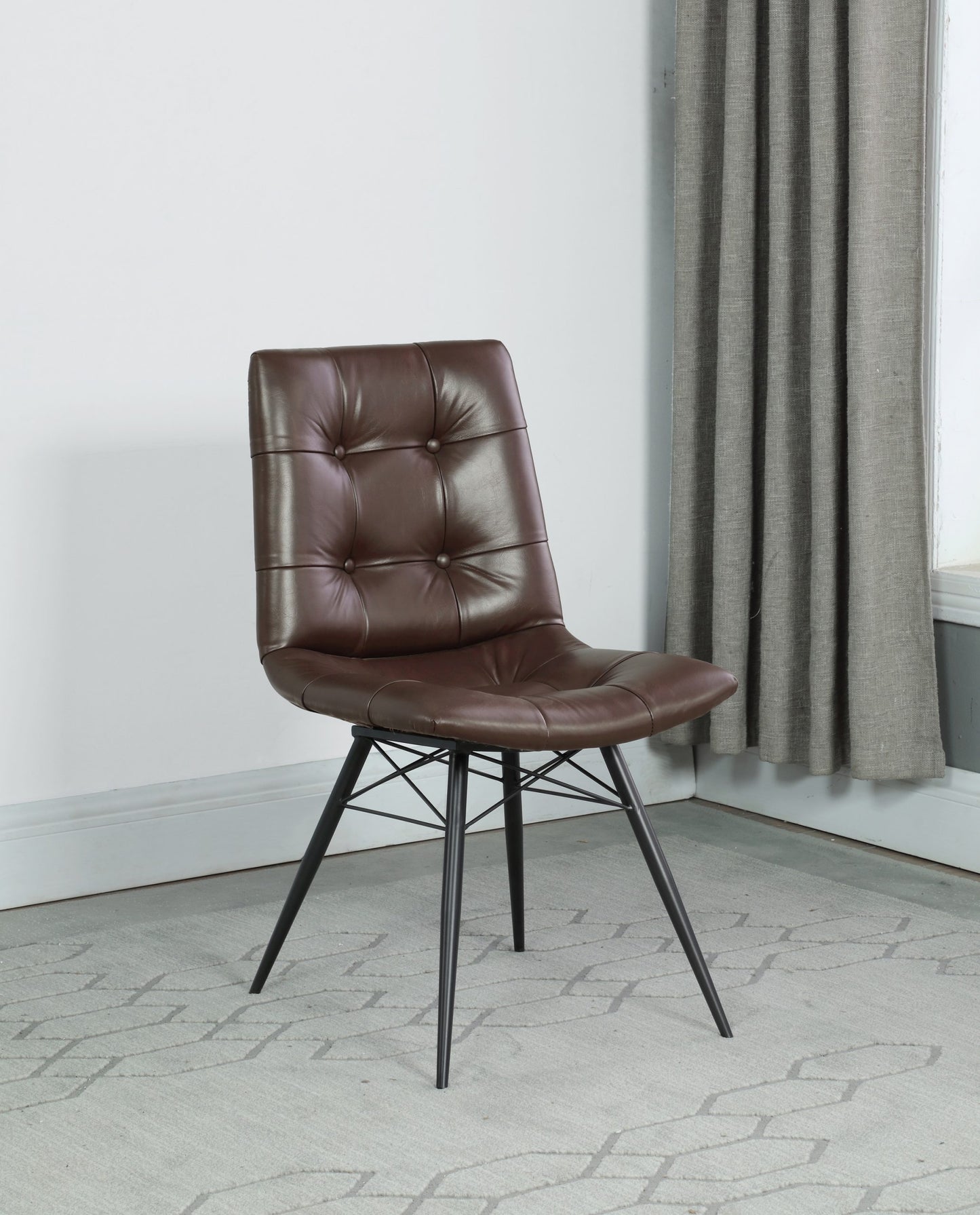 BROWN - TUFTED DINING CHAIR