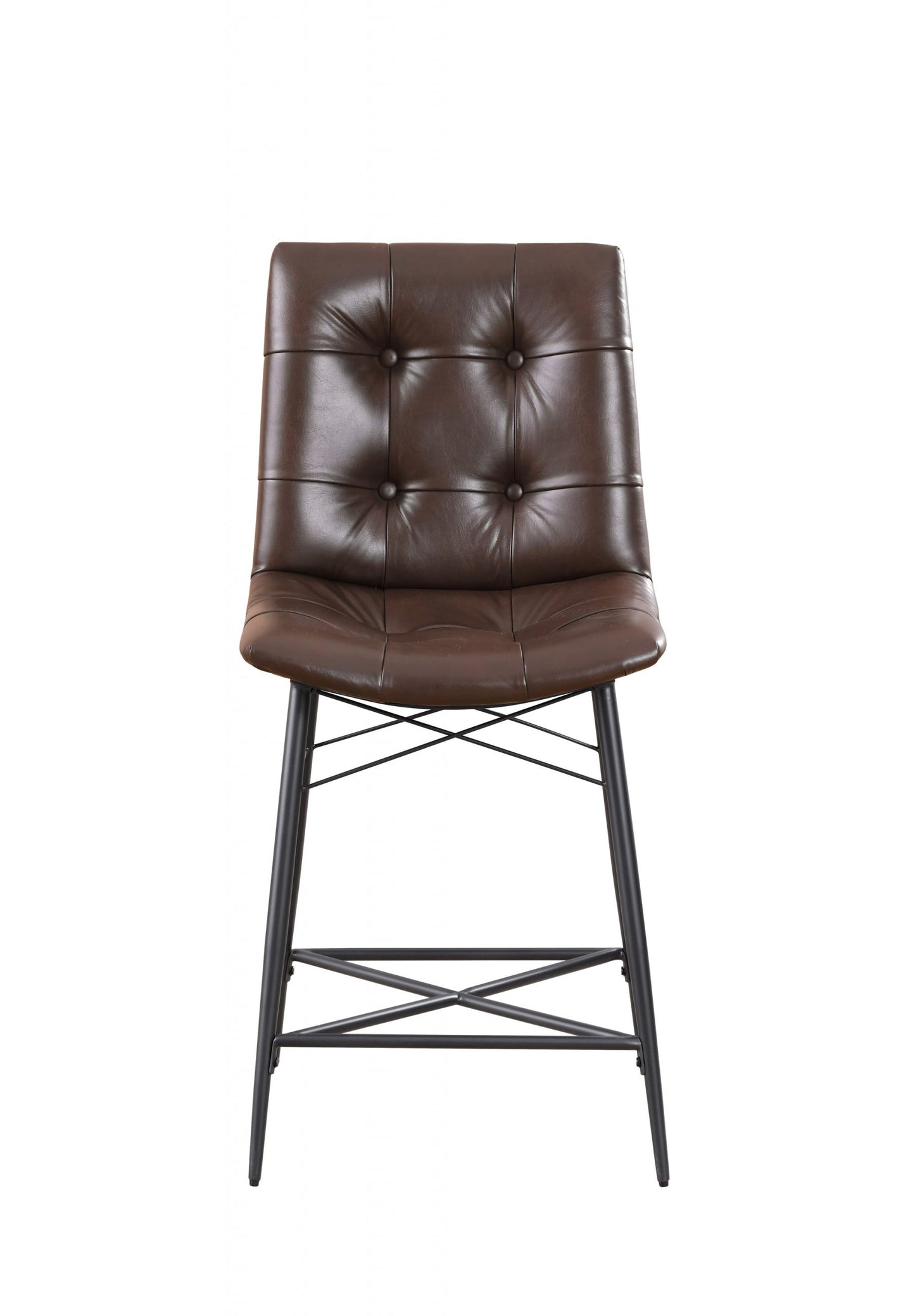 BROWN - UPHOLSTERED TUFTED COUNTER HEIGHT STOOL