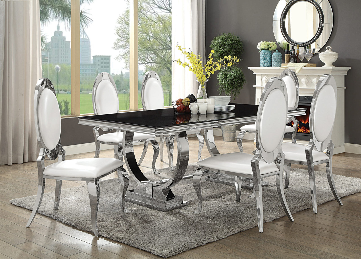 STAINLESS STEEL IN CHROME - DINING TABLE