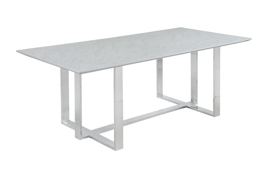 WHITE - RECTANGULAR GLASS TOP  DINING TABLE