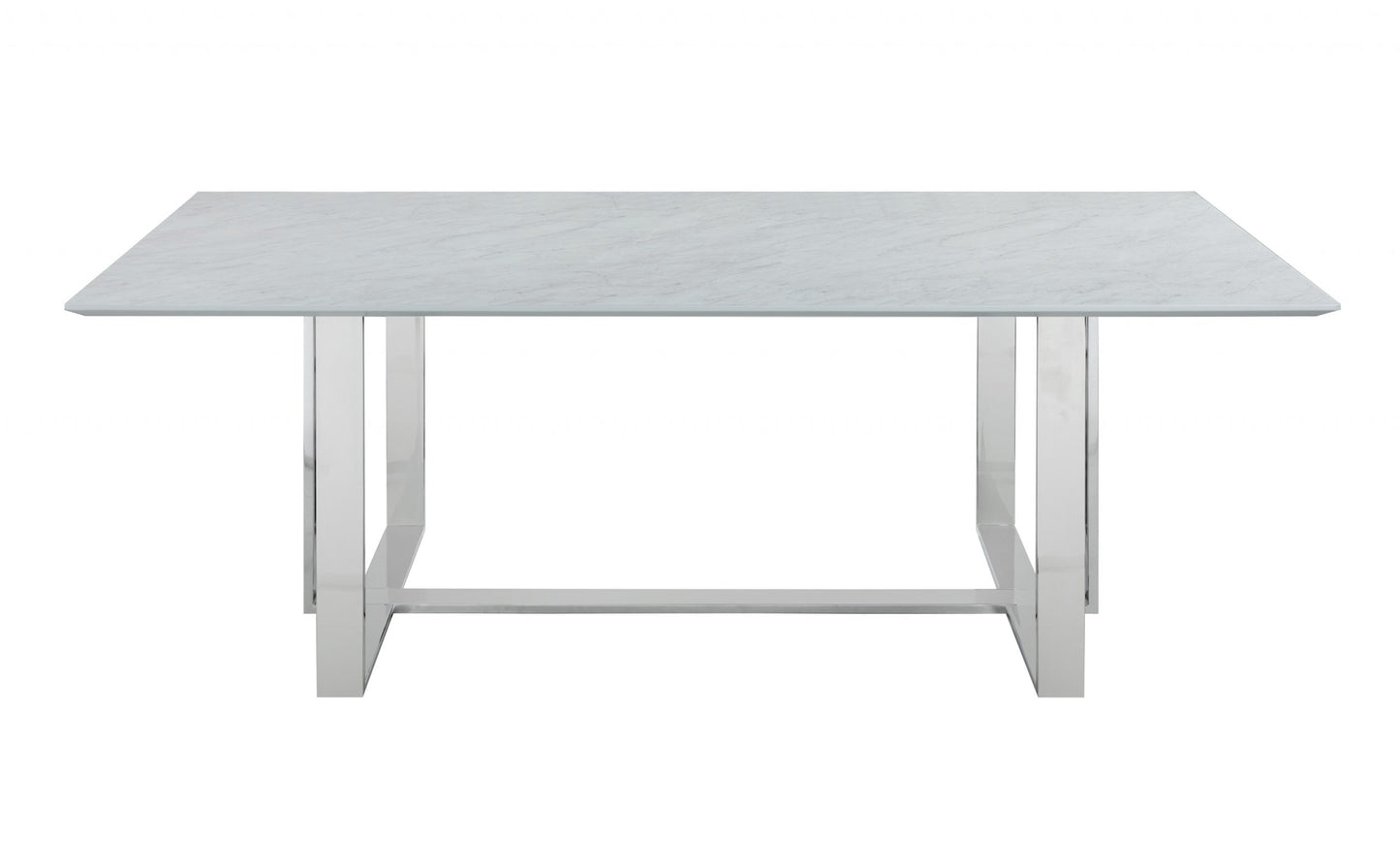 WHITE - RECTANGULAR GLASS TOP  DINING TABLE