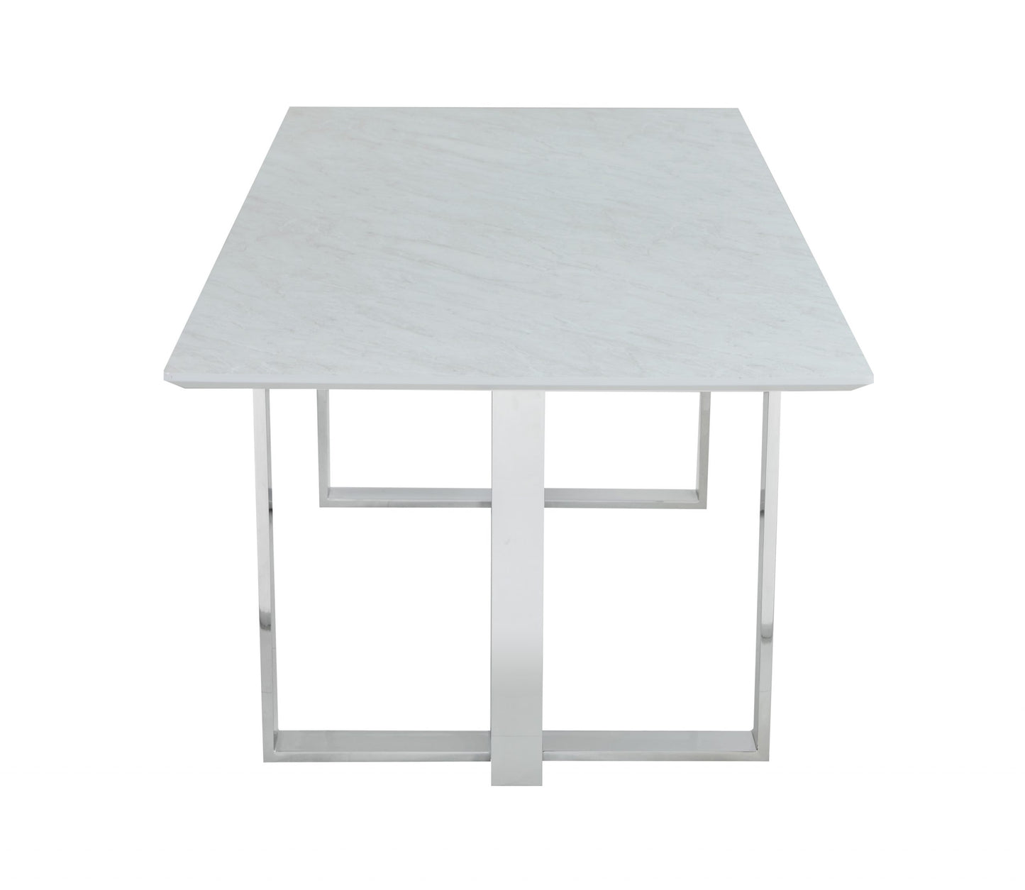 WHITE - RECTANGULAR GLASS TOP  DINING TABLE