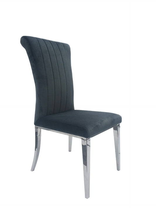 DARK GREY - UPHOLSTERED CURVED BACK DINING CHAIR