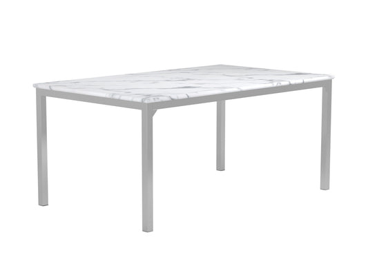 CHROME - RECTANGLE MARBLE TOP LARGE DINING TABLE