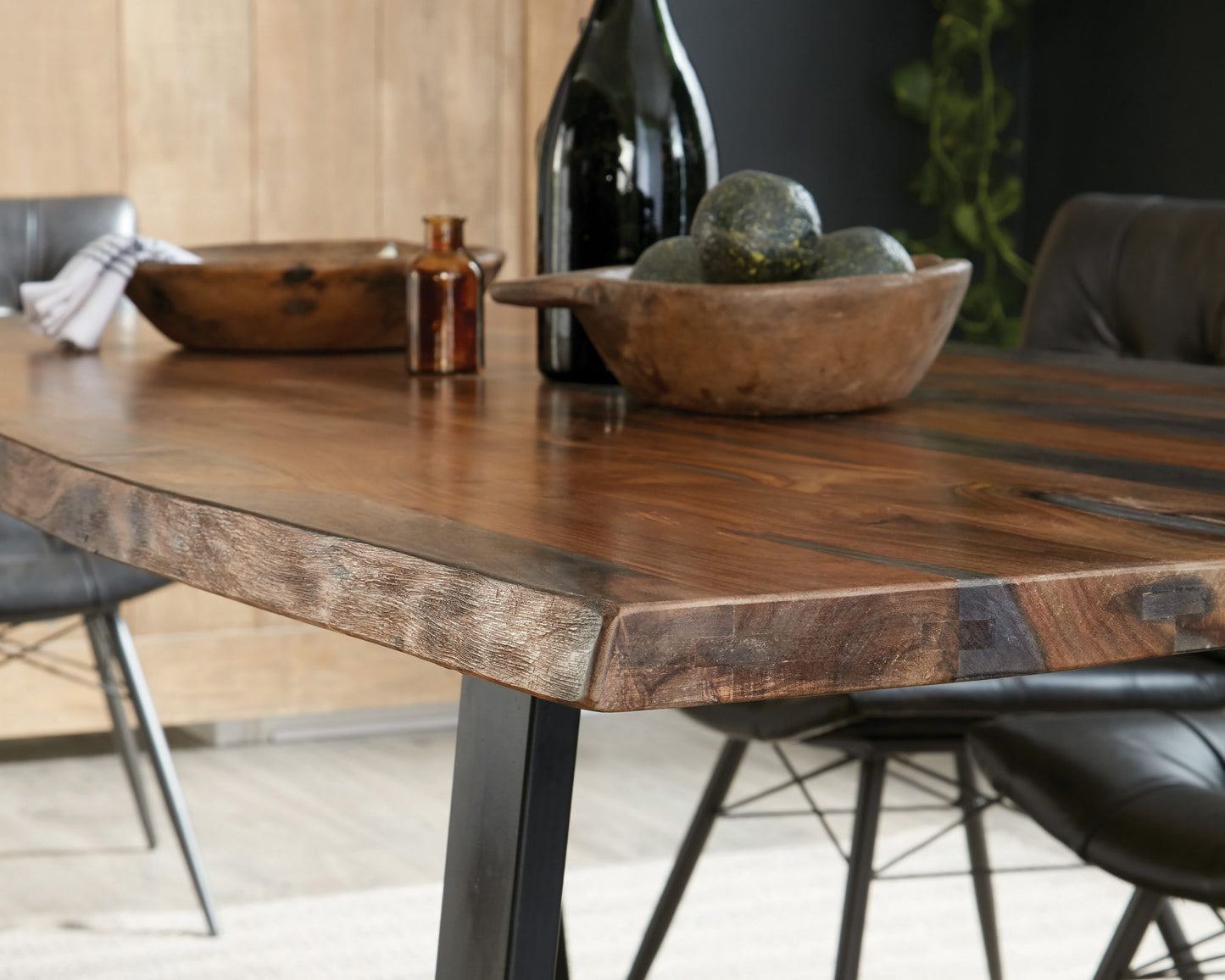 GREY SHEESHAM - LIVE EDGE DINING TABLE