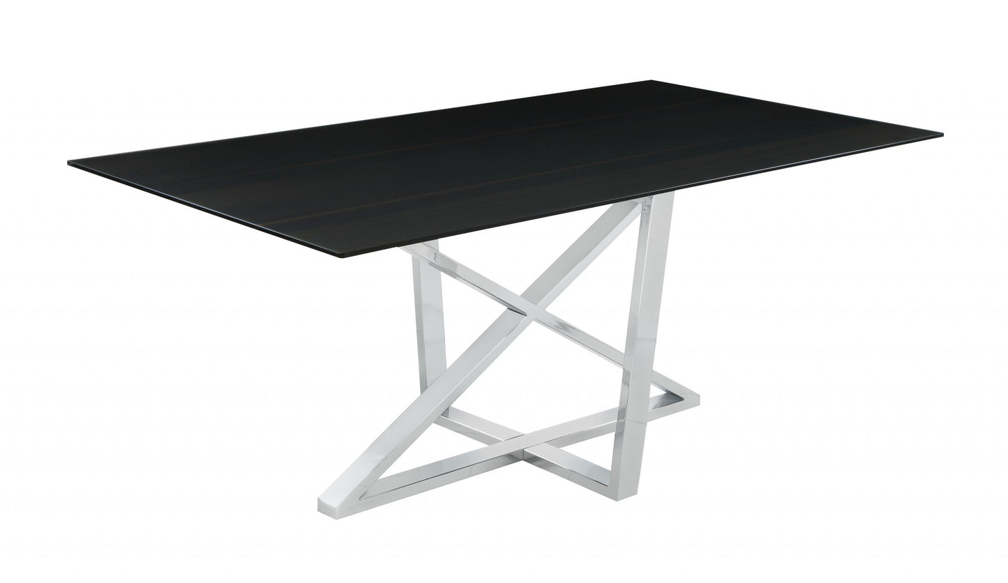 BLACK - RECTANGULAR X-CROSS  DINING TABLE