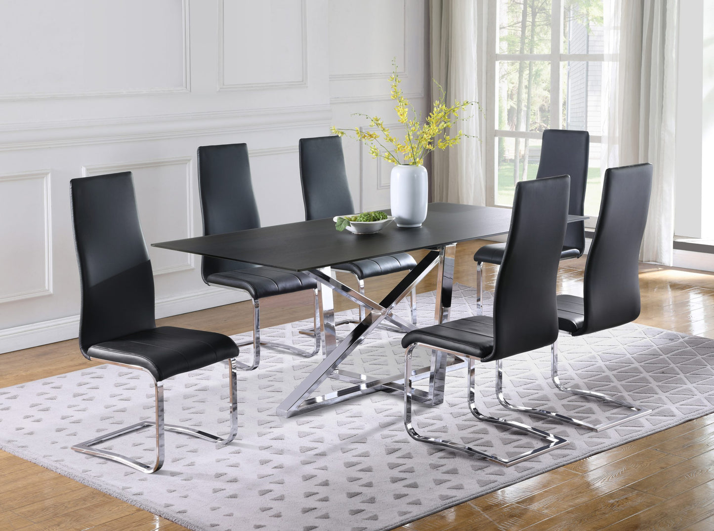 BLACK - RECTANGULAR X-CROSS  DINING TABLE