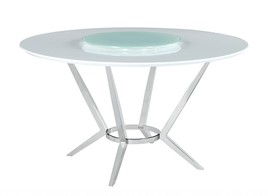 WHITE - DINING TABLE W/LAZY SUSAN