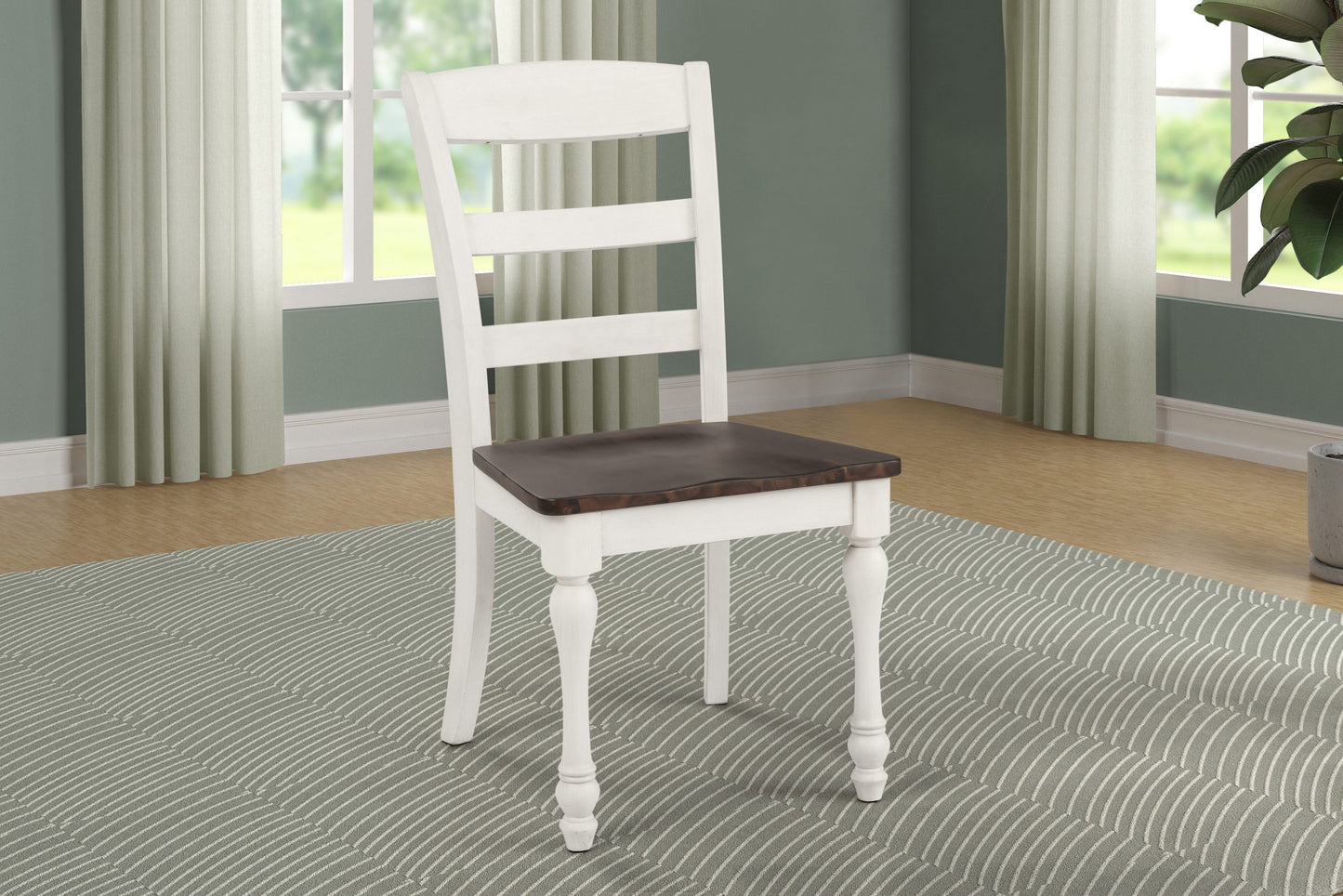 WHITE - LADDER BACK SIDE DINING CHAIRS