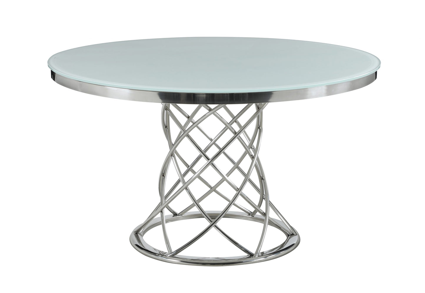 WHITE - ROUND GLASS TOP DINING TABLE