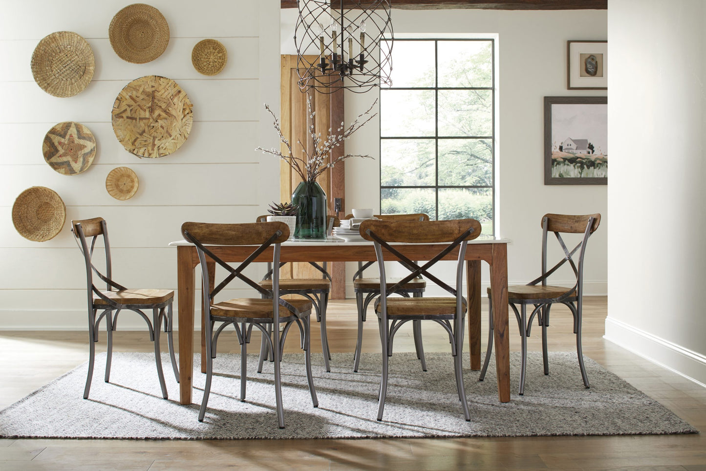 WHITE - MARBLE TOP DINING TABLE