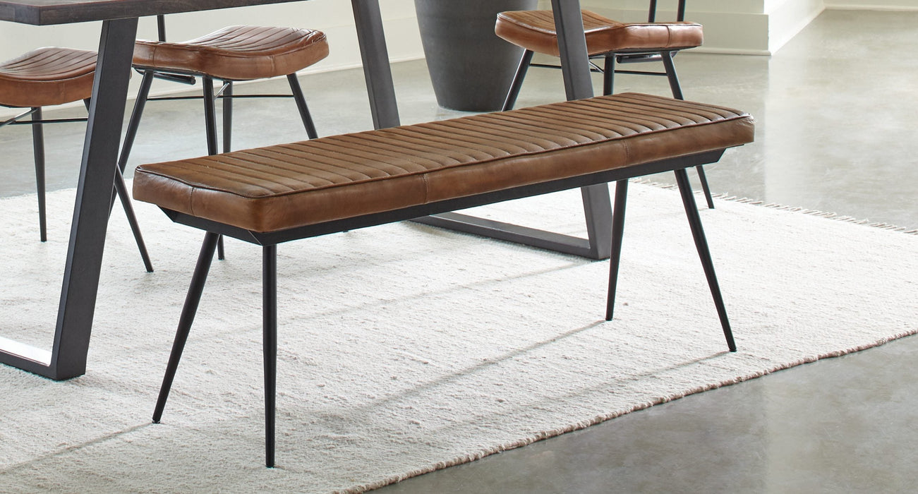 D BROWN  CUSHION SIDE BENCH DINING BENCH - Brown Dining Bench | NorCal Furniture Santa Clara CA