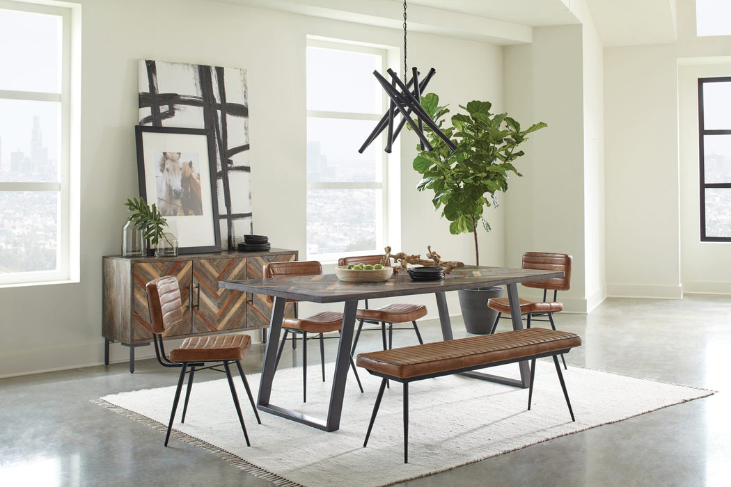 D BROWN  CUSHION SIDE BENCH DINING BENCH - Brown Dining Bench | NorCal Furniture Santa Clara CA