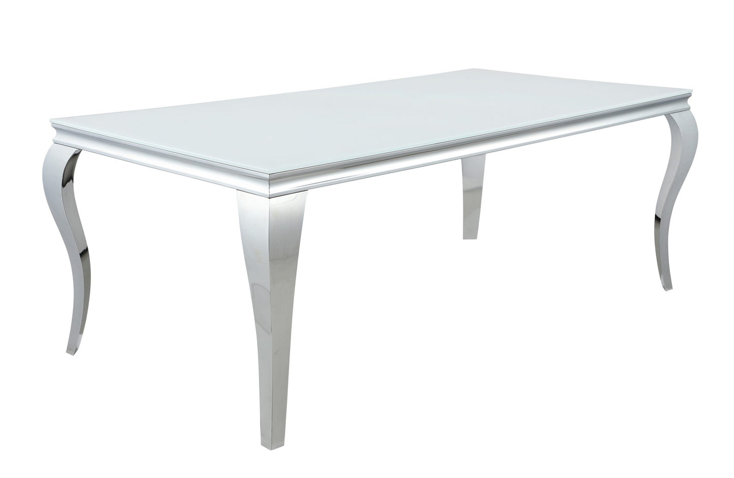 WHITE - RECTANGULAR GLASS TOP DINING TABLE