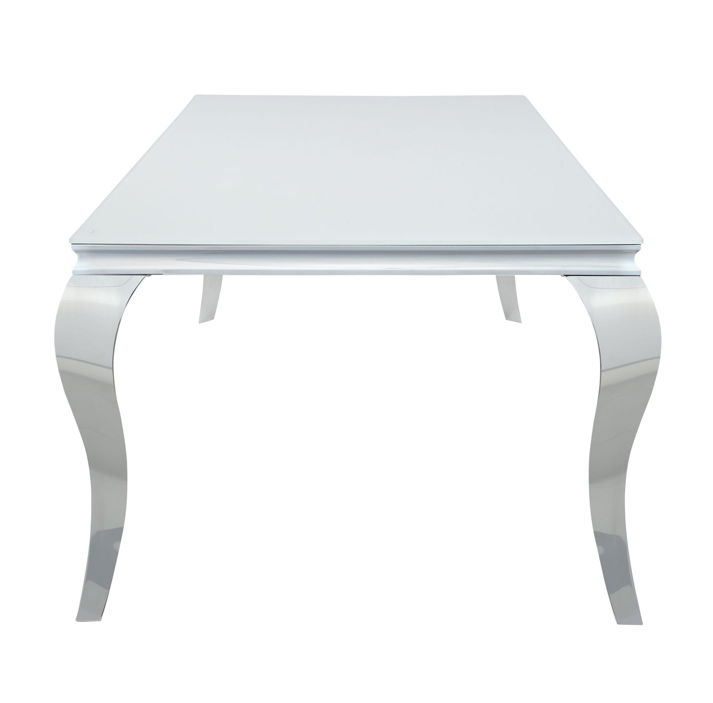 WHITE - RECTANGULAR GLASS TOP DINING TABLE