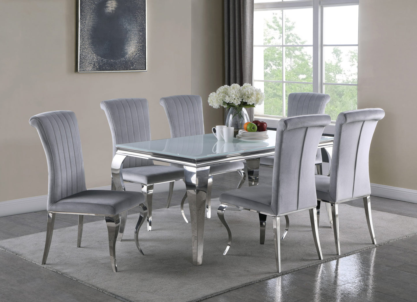 WHITE - GLASS TOP DINING TABLE