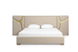 Aspen - Glam Beige Bonded Leather & Gold Bed