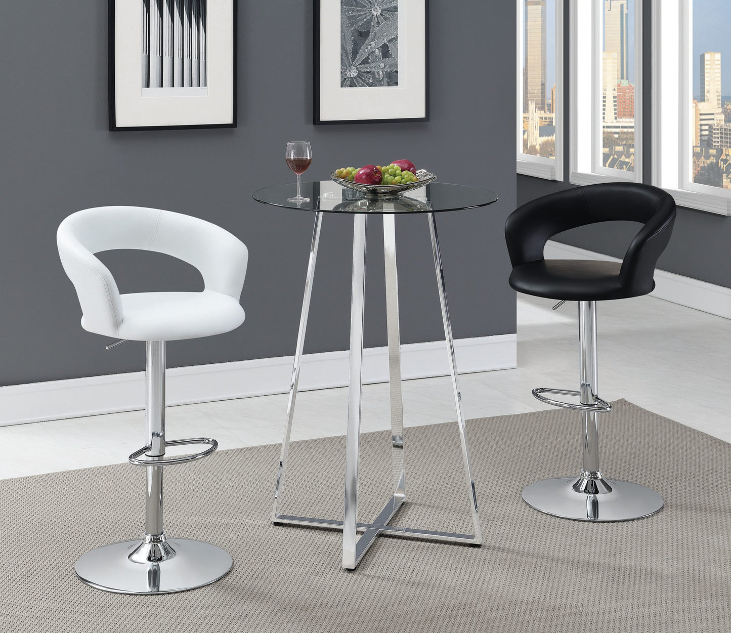 WHITE - ADJUSTABLE HEIGHT BAR STOOL