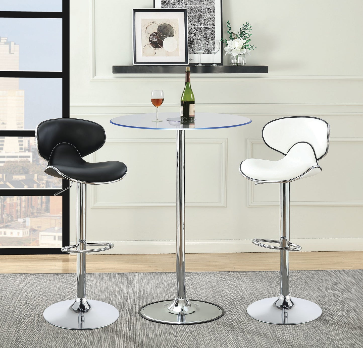 WHITE - ADJUSTABLE HEIGHT BAR STOOL