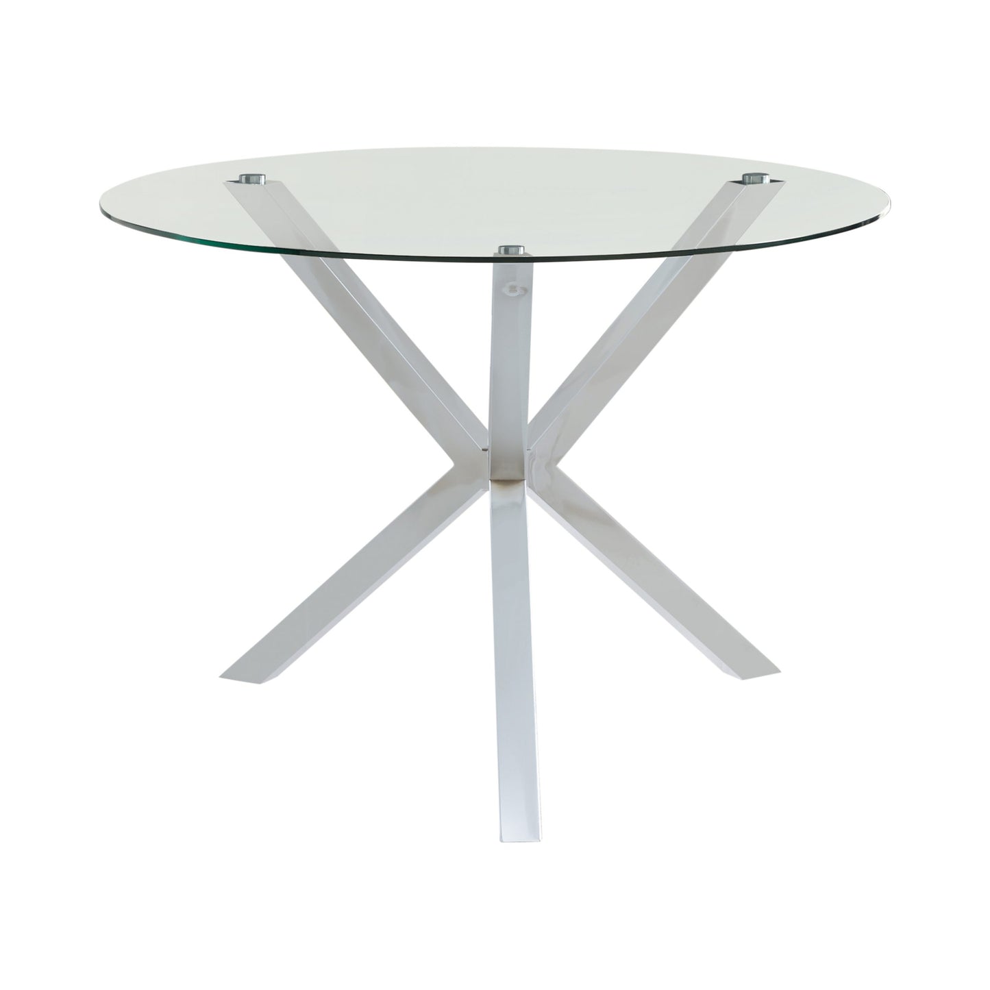 CHROME - GLASS TOP DINING TABLE WITH X-CROSS BASE