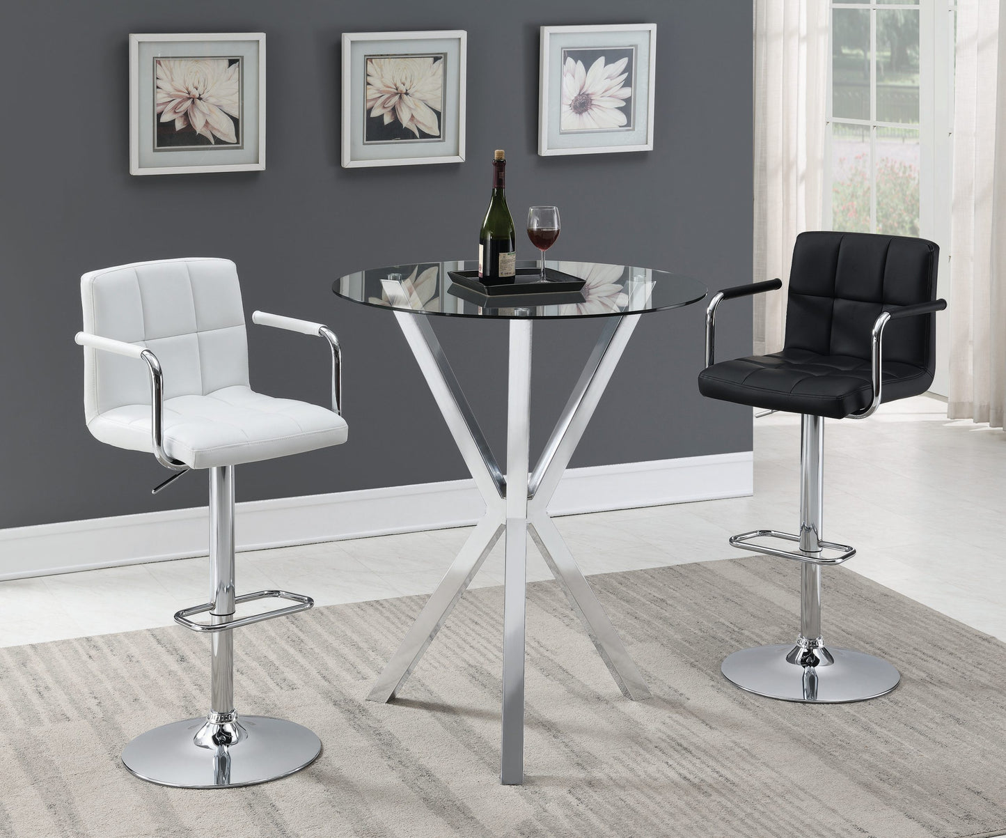 BLACK - ADJUSTABLE HEIGHT BAR STOOL