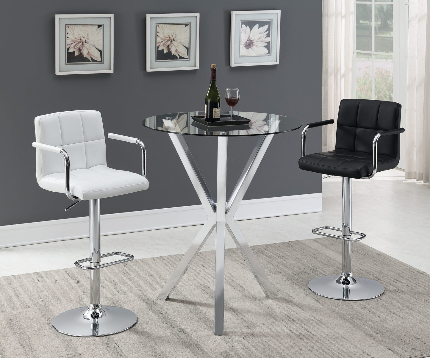 WHITE - ADJUSTABLE HEIGHT BAR STOOL