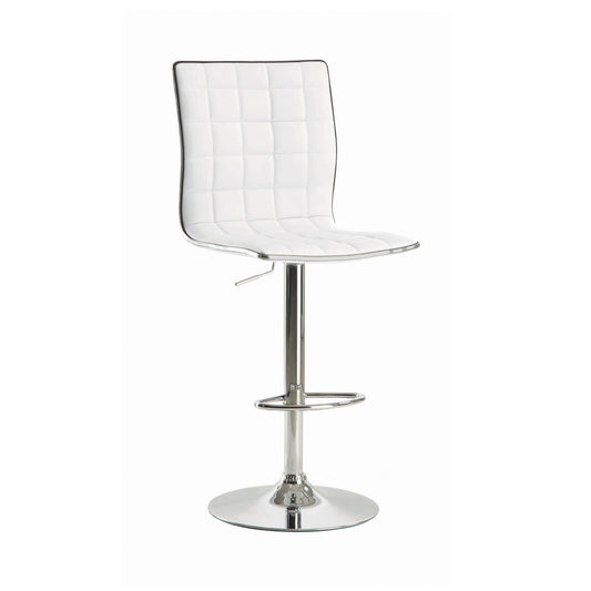 WHITE- UPHOLSTERED ADJUSTABLE BAR STOOL