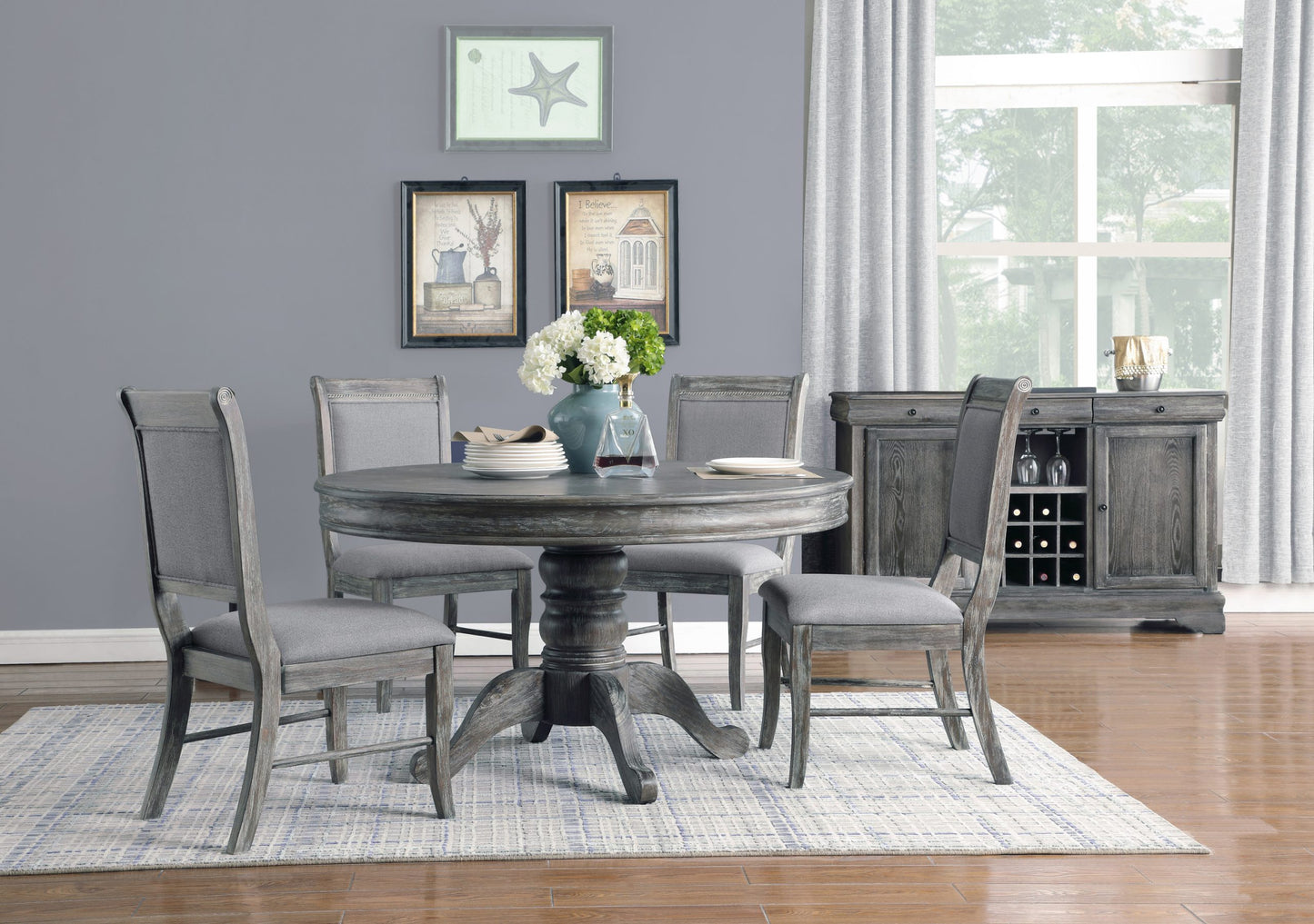 GREY - UPHOLSTERED PADDED SIDE DINING CHAIR