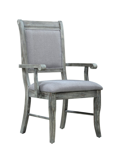 GREY - UPHOLSTERED PADDED ARM DINING CHAIR