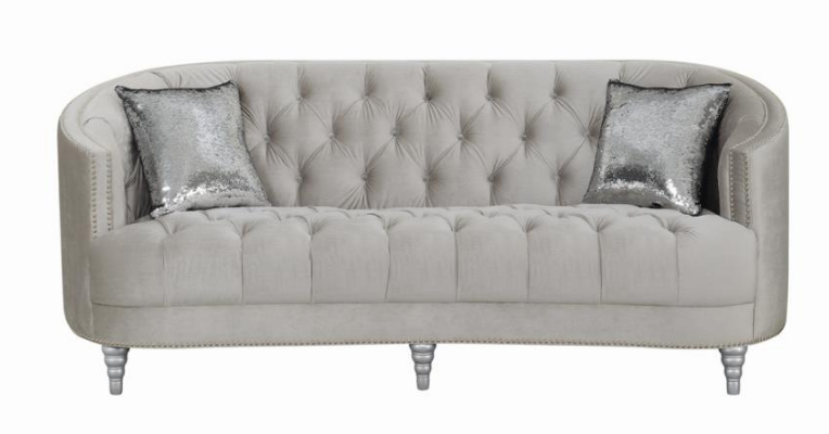 Elevations Grey And Silver Stationary Sofa